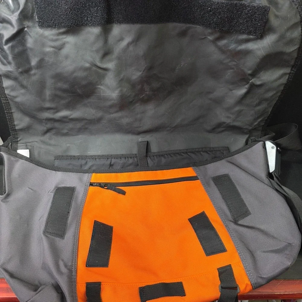 Nike Messenger Bag Orange Gray Nylon Vintage Y2K Crossbody Large Biking Backpack